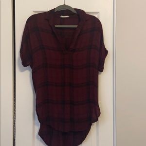 Lush Maroon/Black plaid short sleeve Sz Small